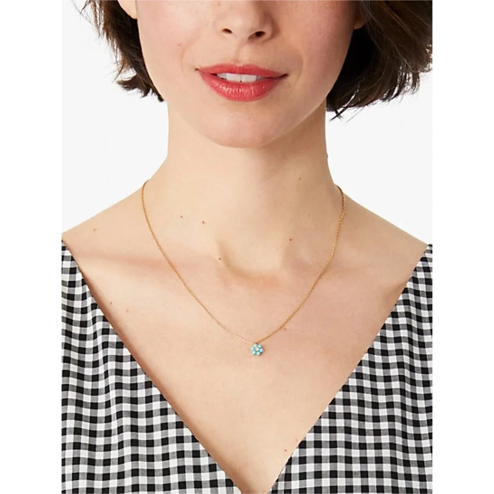 kate spade new york myosotis mini turquoise flower pendant necklace